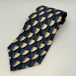 Vintage Italianissimo Silk Blue Yellow Abstract Tie Made In USA